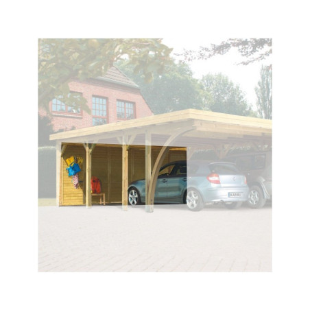 Paroi de fond en bois traité 540x200cm pour Carport double Karibu