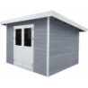 Abri toit plat en composite couleur gris clair 9m² porte alu Woodlife Garden