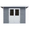 Abri toit plat en composite couleur gris clair 9m² porte alu Woodlife Garden