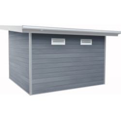 Abri toit plat en composite couleur gris clair 9m² porte alu Woodlife Garden