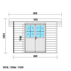 Abri toit plat en composite couleur gris clair 9m² porte alu Woodlife Garden