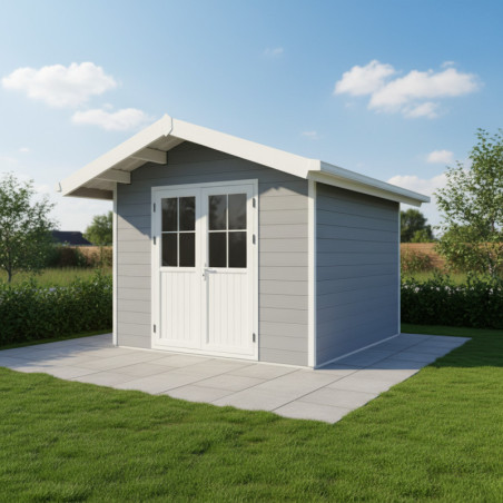 Abri premium composite double pente 7,78m² gris clair Woodlife Garden