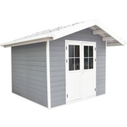Abri premium composite double pente 7,78m² gris clair Woodlife Garden