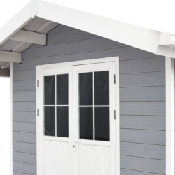 Abri premium composite double pente 7,78m² gris clair Woodlife Garden