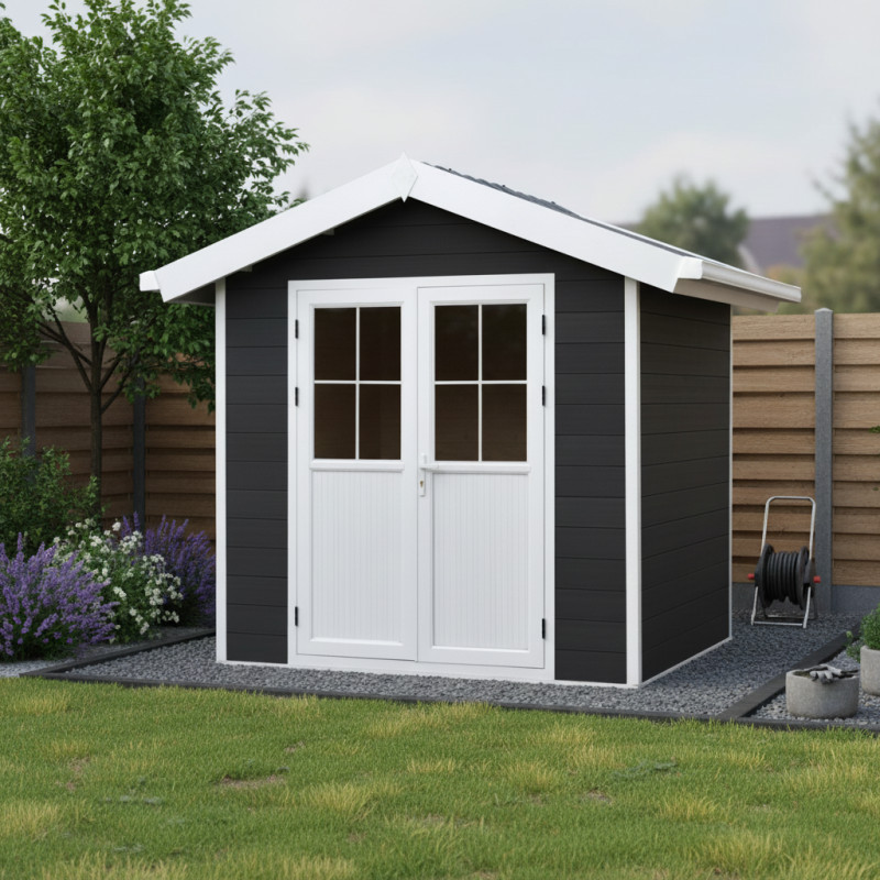 Abri premium bois composite double pente 5m² anthracite Woodlife Garden