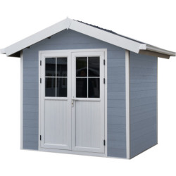 Abri premium bois composite double pente 5m² gris clair Woodlife Garden