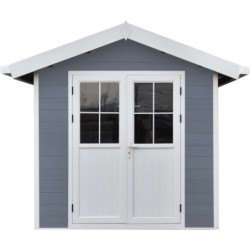 Abri premium bois composite double pente 5m² gris clair Woodlife Garden