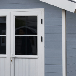 Abri premium bois composite double pente 5m² gris clair Woodlife Garden