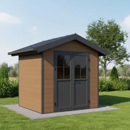 Abri premium bois composite double pente 5m² marron Woodlife Garden