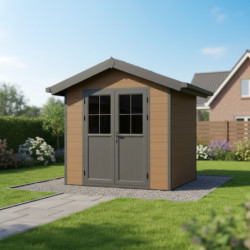Abri premium bois composite double pente 5m² marron Woodlife Garden