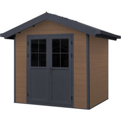 Abri premium bois composite double pente 5m² marron Woodlife Garden