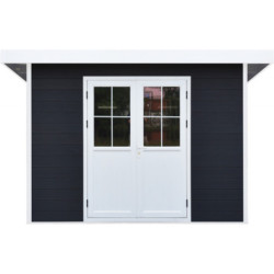 Abri toit plat en composite couleur anthracite 4,41m² porte alu Woodlife Garden