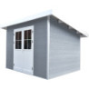 Abri toit plat en composite gris clair 4,41m² porte alu Woodlife Garden