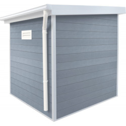 Abri toit plat en composite gris clair 4,41m² porte alu Woodlife Garden