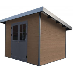 Abri toit plat composite aspect bois 4,41m² porte alu Woodlife Garden