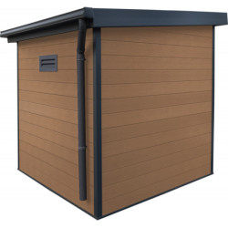 Abri toit plat composite aspect bois 4,41m² porte alu Woodlife Garden