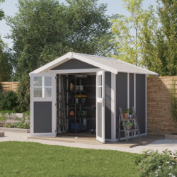 Abri gris foncé en PVC de 5m² gamme DECO avec kit d'ancrage Grosfillex