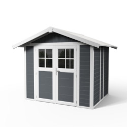 Abri gris foncé en PVC de 5m² gamme DECO avec kit d'ancrage Grosfillex