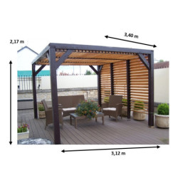 Pergola en bois Veneto 339x312x217cm - Ventelles amovibles