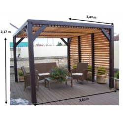 Pergola en bois Veneto avec ventelles amovibles 339x360x217cm