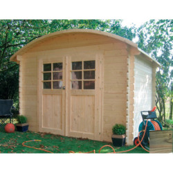 Abri de jardin en bois traité 28mm 7,09m² avec toit berceau SOLID