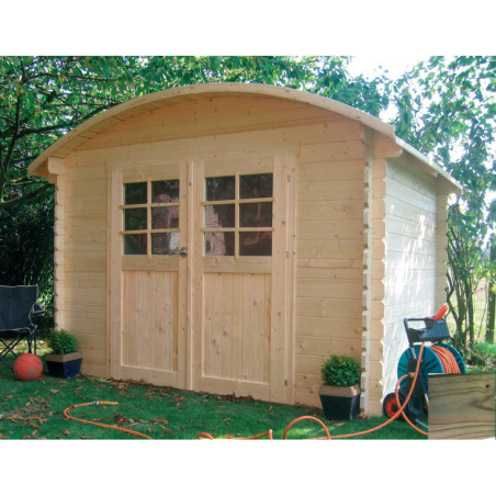 Abri de jardin en bois traité 28mm 7,09m² avec toit berceau SOLID