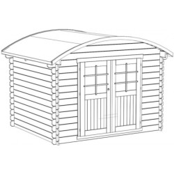 Abri de jardin en bois traité 28mm 7,09m² avec toit berceau SOLID