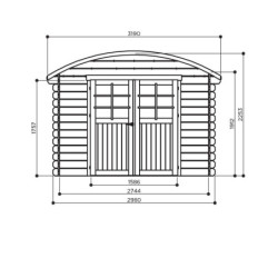 Abri de jardin en bois traité 28mm 7,09m² avec toit berceau SOLID