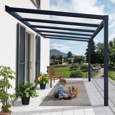 Stockholm pergola aluminium gris 350x368cm avec stores - Palram - Canopia