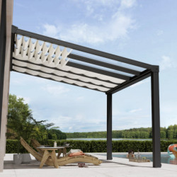 Stockholm pergola aluminium gris 350x368cm avec stores - Palram - Canopia