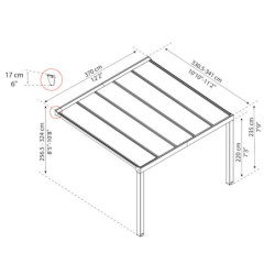Stockholm pergola aluminium gris 350x368cm avec stores - Palram - Canopia