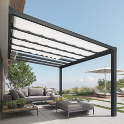 Stockholm pergola aluminium gris 350x515cm avec stores - Palram - Canopia