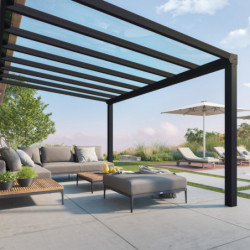 Stockholm pergola aluminium gris 350x515cm avec stores - Palram - Canopia