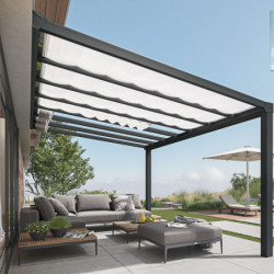 Stockholm pergola aluminium gris 350x515cm avec stores - Palram - Canopia
