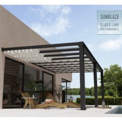 Stockholm pergola aluminium gris 350x660cm avec stores - Palram - Canopia