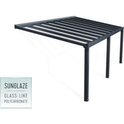 Stockholm pergola aluminium gris 350x660cm avec stores - Palram - Canopia