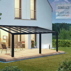 Stockholm pergola aluminium gris 350x660cm avec stores - Palram - Canopia