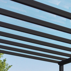 Stockholm pergola aluminium gris 350x660cm avec stores - Palram - Canopia