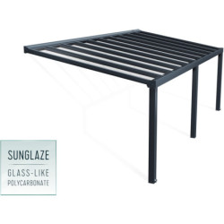 Stockholm pergola aluminium gris 350x740cm avec stores - Palram - Canopia