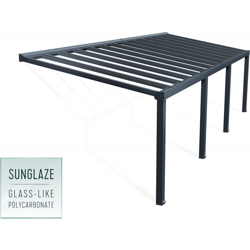 Stockholm pergola aluminium gris 350x950cm avec stores - Palram - Canopia