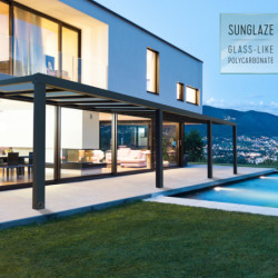 Stockholm pergola aluminium gris 350x950cm avec stores - Palram - Canopia