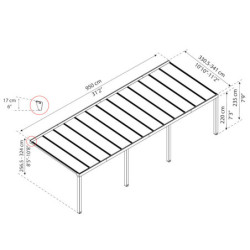 Stockholm pergola aluminium gris 350x950cm avec stores - Palram - Canopia