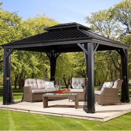 Tonnelle Messina 298x363cm en aluminium anthracite - SOJAG