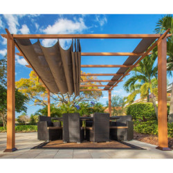 Pergola en alu marron et toile réglable 350x350cm Florida - Paragon