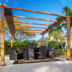Pergola en alu marron et toile réglable 350x350cm Florida - Paragon