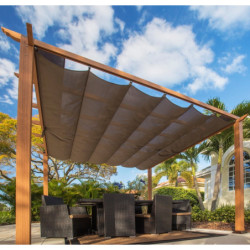 Pergola en alu marron et toile réglable 350x350cm Florida - Paragon
