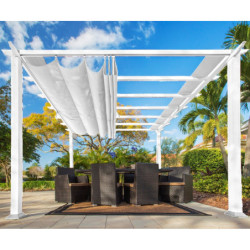 Pergola en alu blanc et toile réglable 350x350cm Florida - Paragon