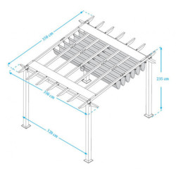 Pergola en alu blanc et toile réglable 350x350cm Florida - Paragon