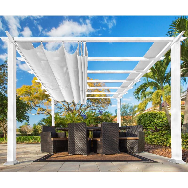 Pergola en alu blanc et toile réglable 350x505cm Florence - Paragon