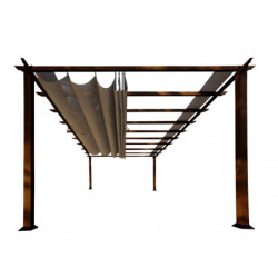 Pergola en alu marron foncé toile réglable 350x505cm Florence, Paragon